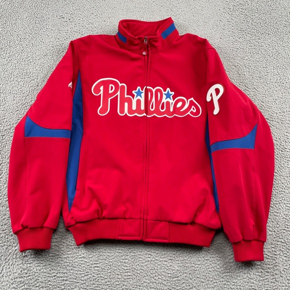 Philadelphia Phillies Jacket Mens L Red Majestic Therma Base Full Zip
